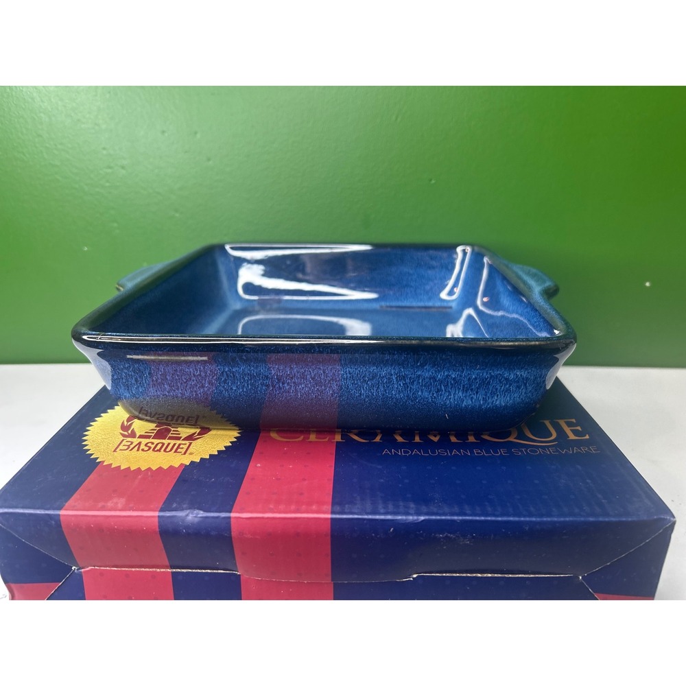 Basque Ceramique Andalusian Blue Stoneware 10 Inch Square Baker AB001 New - Picture 3 of 6